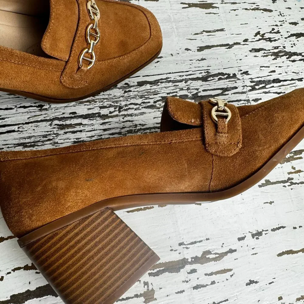 Alex Marie Women's Farin Loafer Pump Shoes Brown Leather Suede Size 8.5 M Camel - Picture 10 of 11